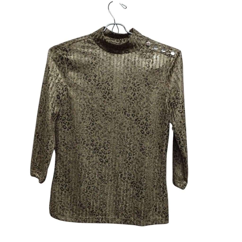 POLERA MANGA 3/4 DORADA ANIMAL PRINT  BROCHES CORTELLE T P
