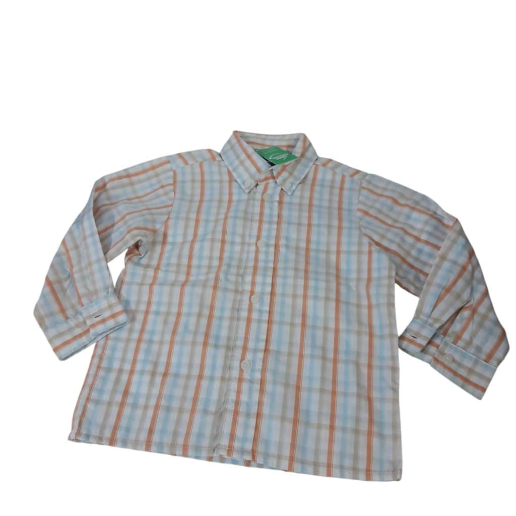 CAMISA CUADRILLE BCA CELESTE NARANJA BEIGE PERFECTLY DRESSED T5