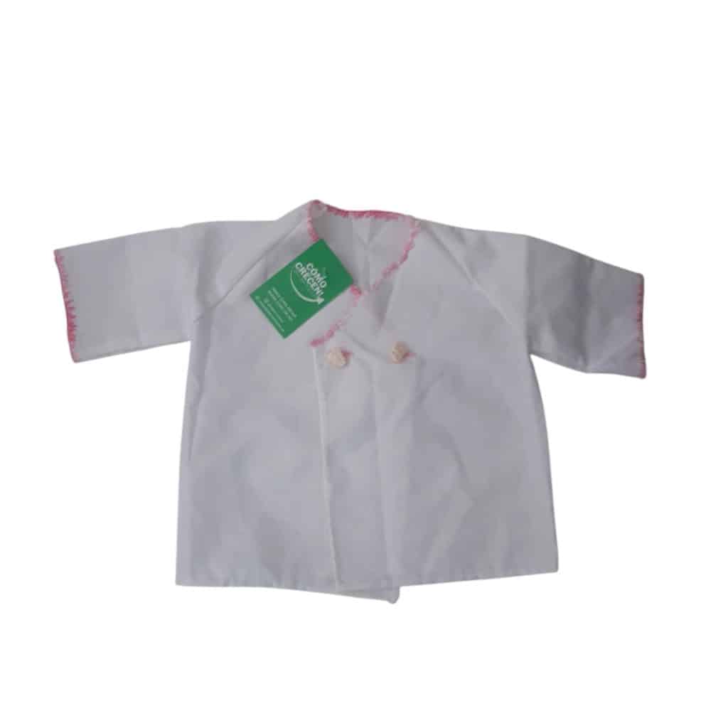 BATITA BLANCA BORDES FUCSIA T0/3M