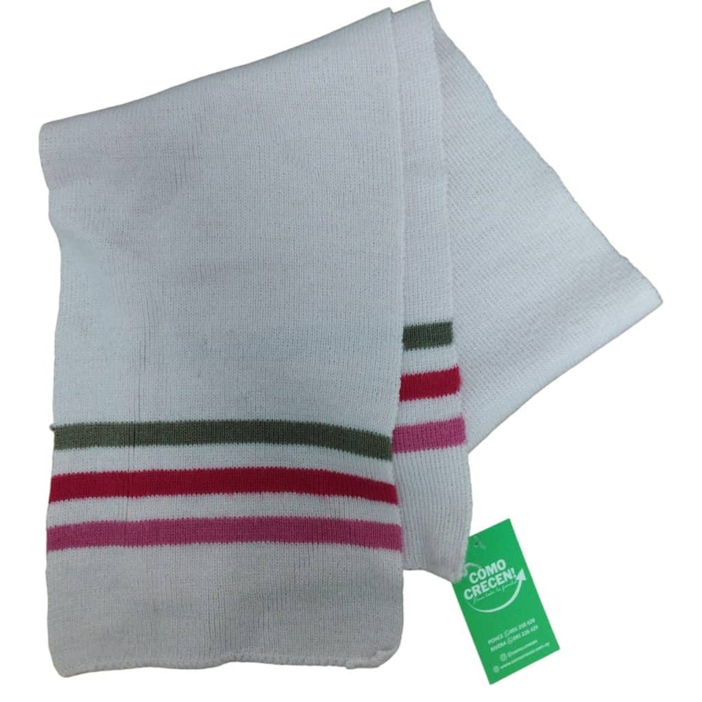 BUFANDA ROSADA RAYAS MARRON FUCSIA