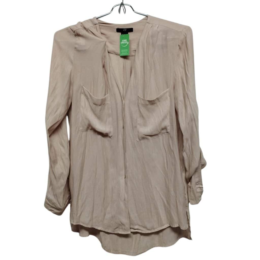 BLUSA TIPO CAMISA ROSA PALIDO BOLSILLOS H&M T 34