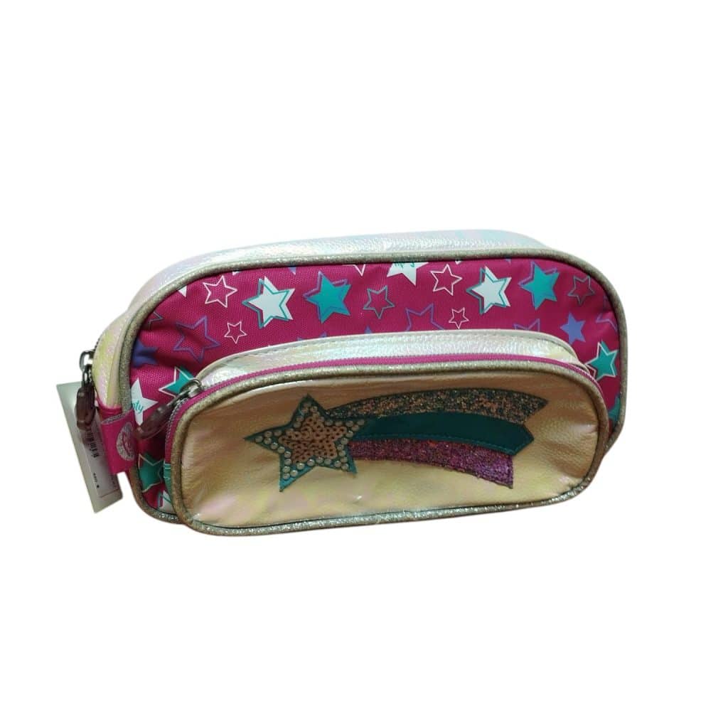 CARTUCHERA FOOTY CELESTE PLATEADA FUXIA - Imagen 2