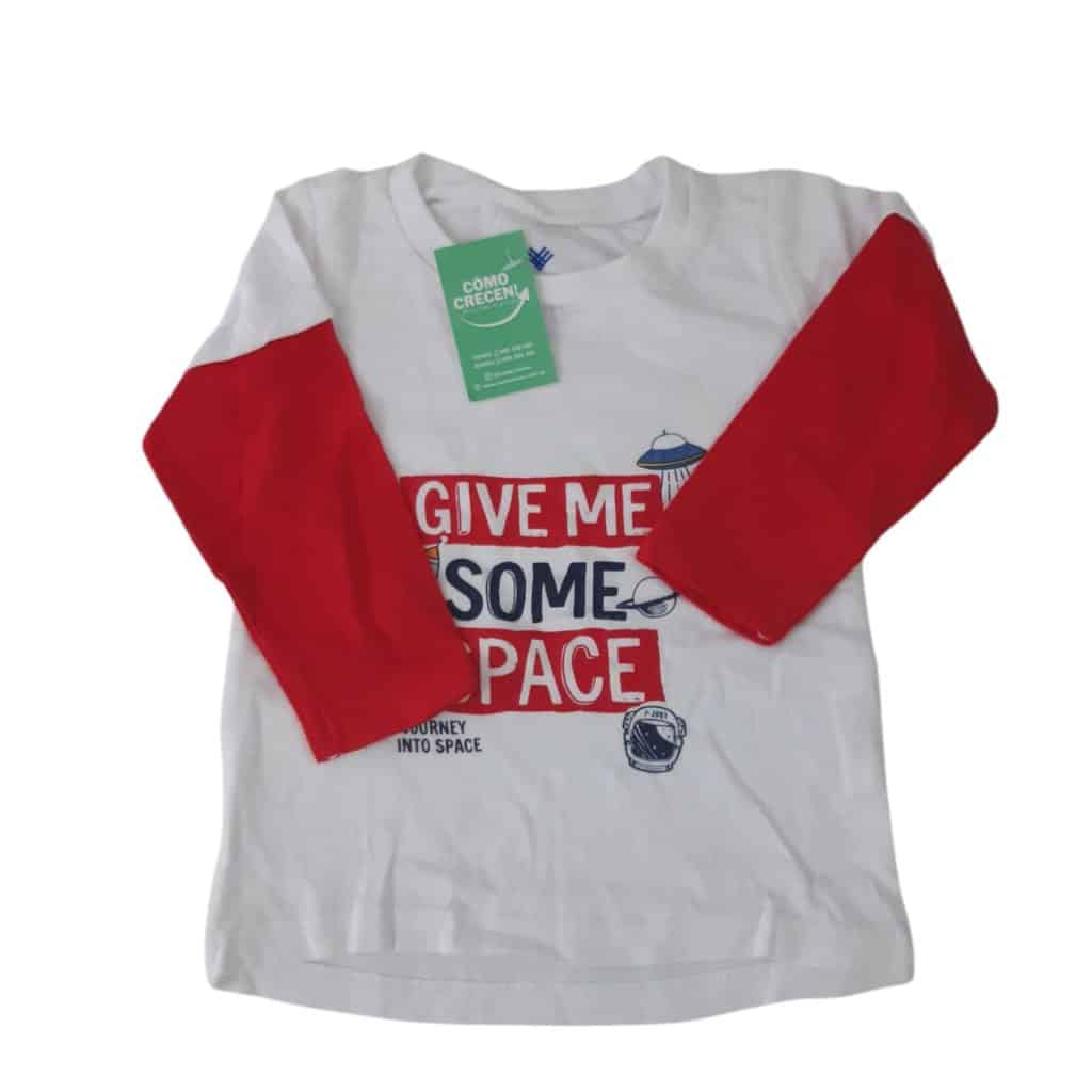 REMERA BCA M/L CON ROJO BAS 6M GIVE ME