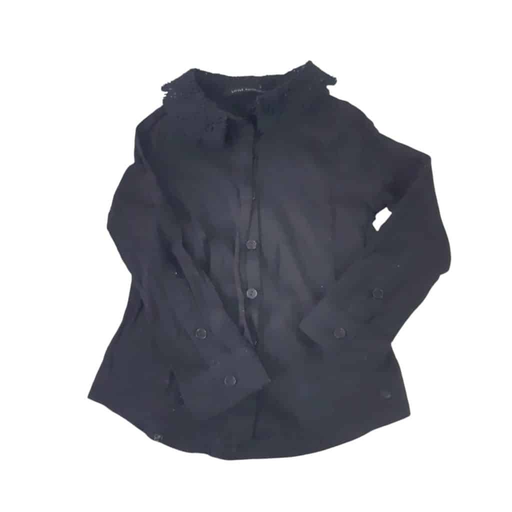 CAMISA NEGRA CUELLO CROCHETT LITTLE AKIABARA T2