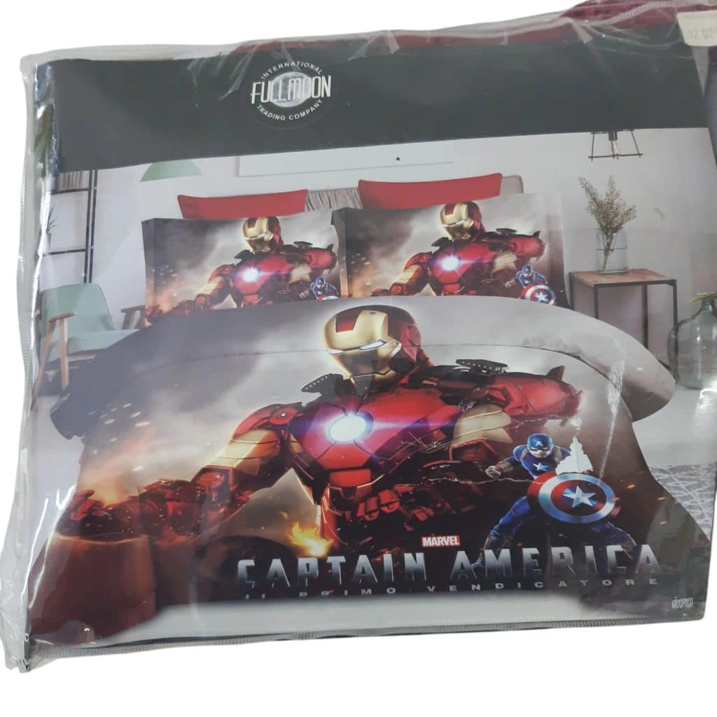 JUEGO SABANAS + FUNDA PARA ACOLCHADO CAPITAN AMERICAN IRON MAN