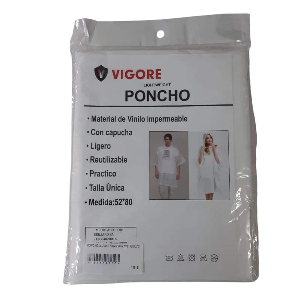 PONCHO LLUVIA TRANSPARENTE ADULTO