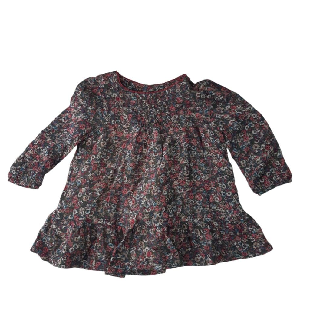 VESTIDO VERDE FLORES ROSADAS ZARA T3/6M NUEVO