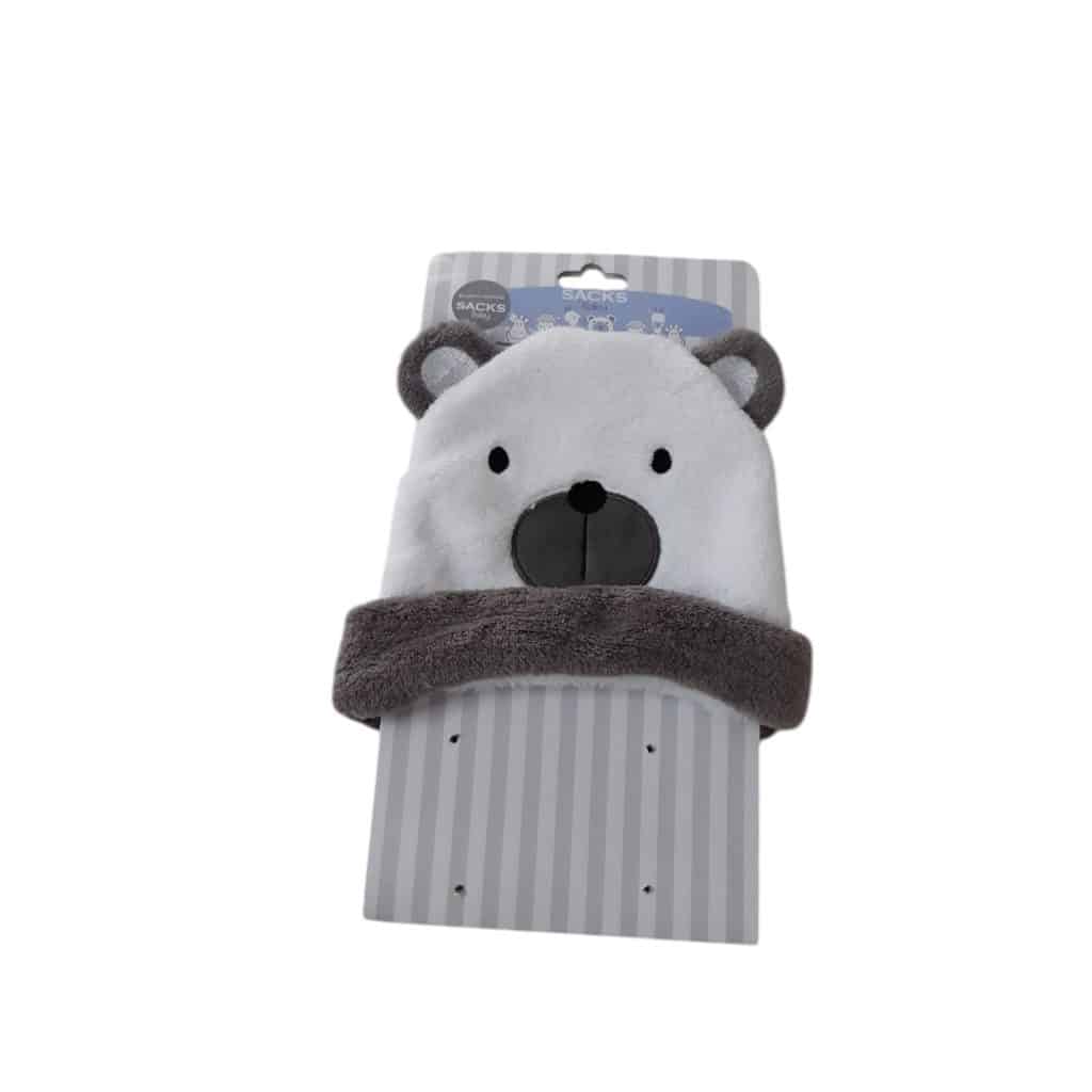 GORRO PELUDITO BCO GRIS OSO SACKS 0/6M