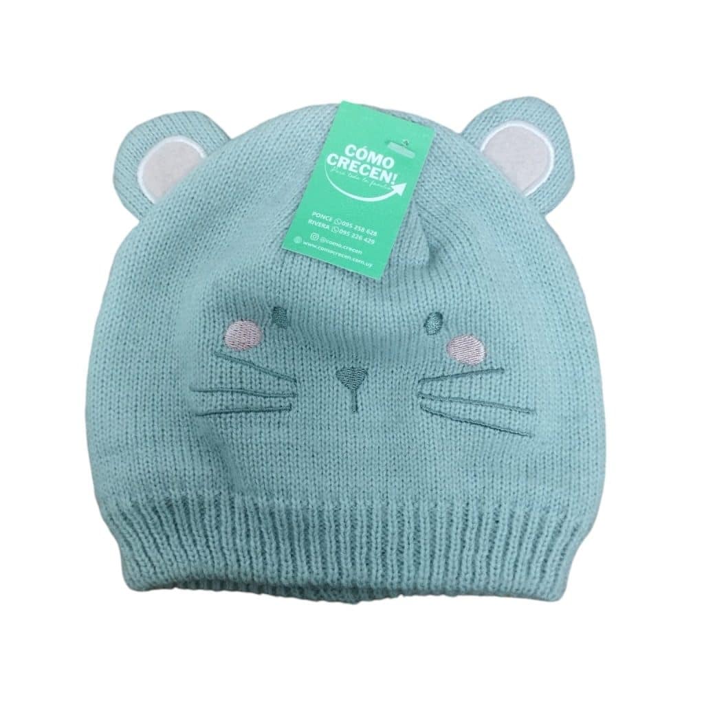 GORRO LANA GRIS GATITA OREJAS