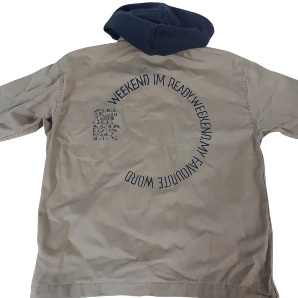 SOBRECAMISA BEIGE CAPUCHA ALG NEGRA ZARA T7 - Imagen 2