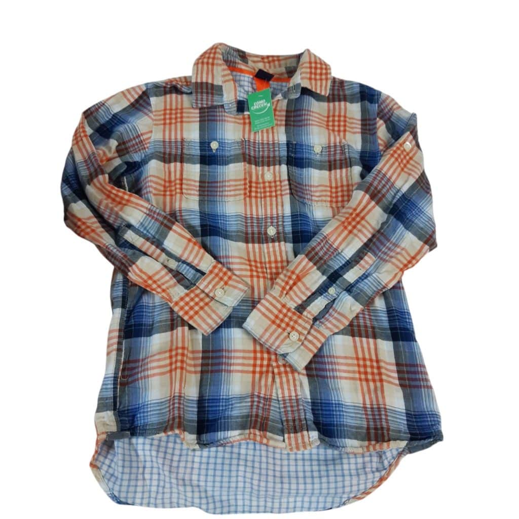 CAMISA CUADRILLE BEIGE NARANJA AZUL GAP T10