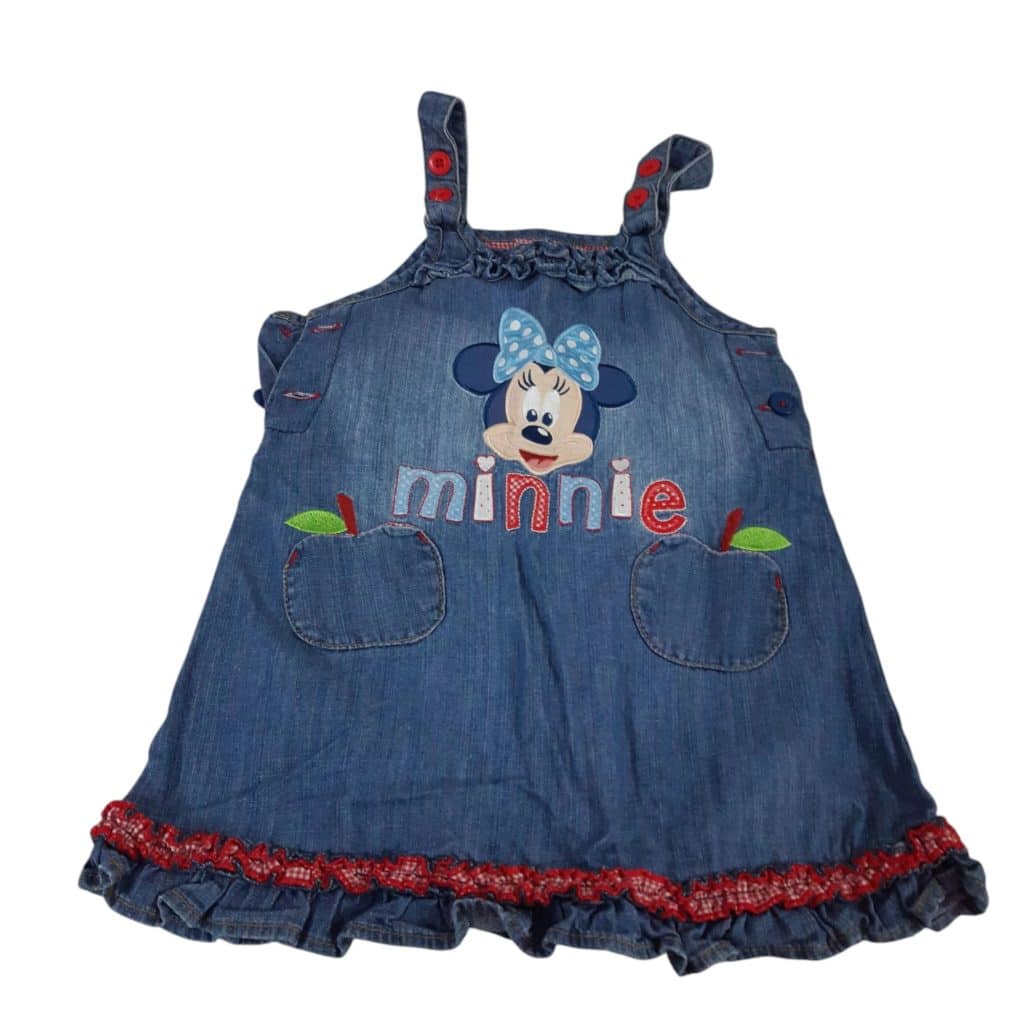 JUMPER DE JEAN CUADRILLE ROJO Y BCO MINNIE DISNEY T3/4