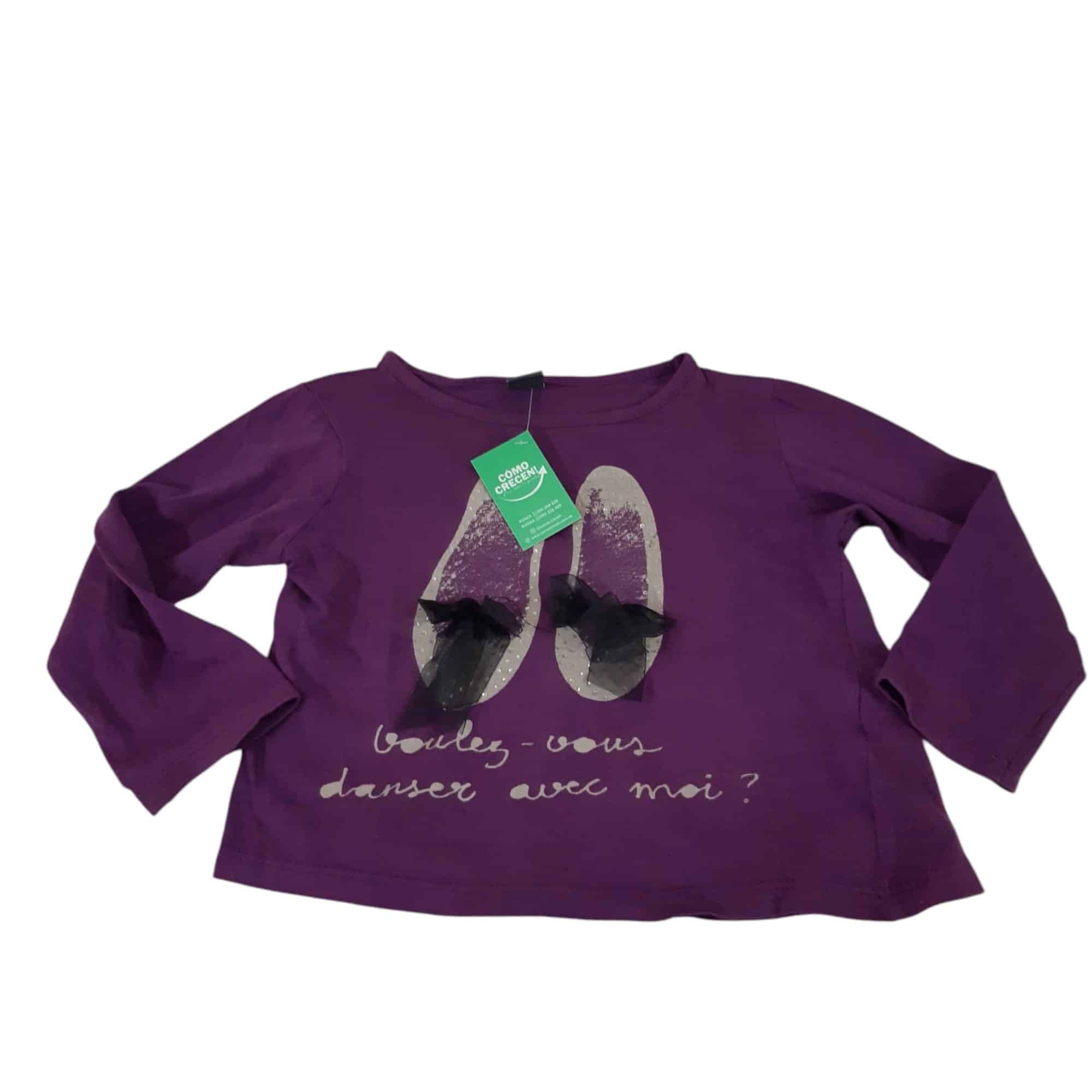 REMERA VIOLETA ZAPATILLAS MOÑA NEGRA ZARA T2/3 GT