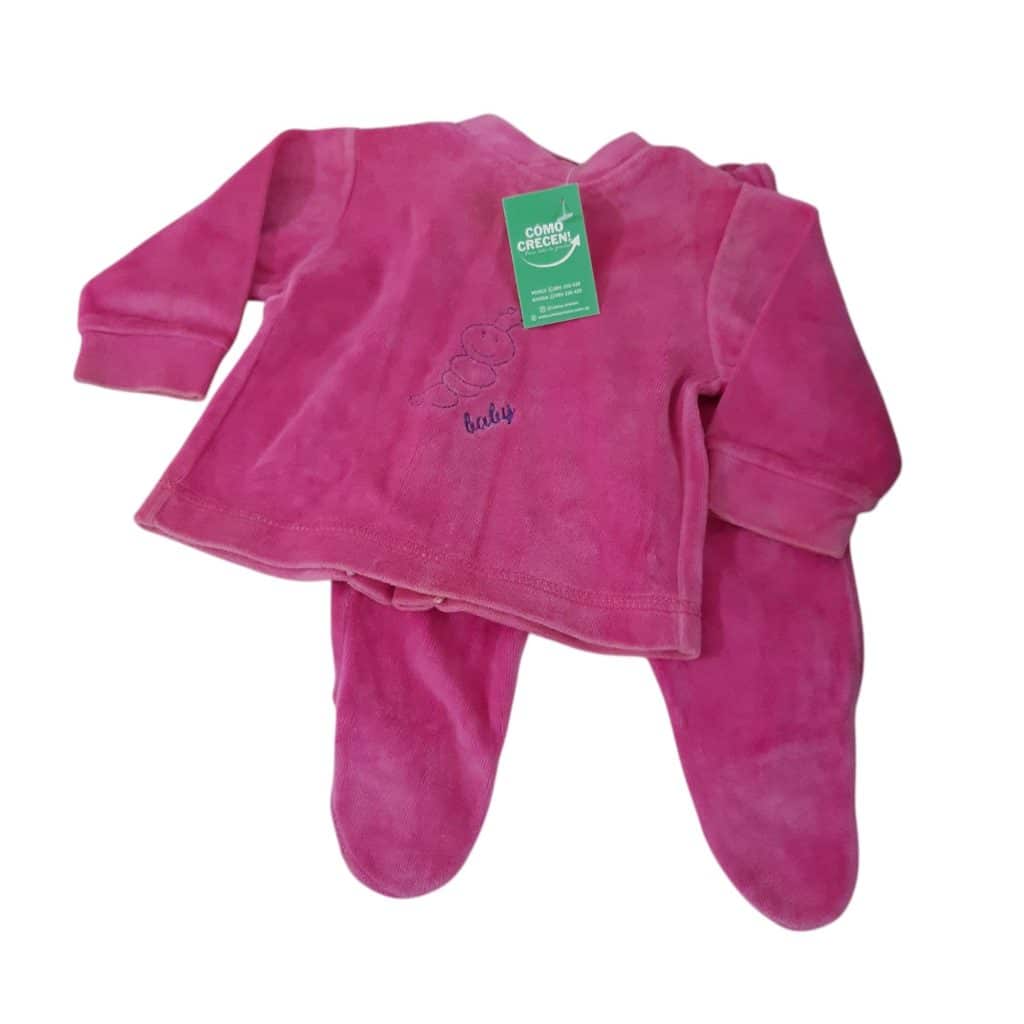 CONJ BUZO Y PELELE PIEL DURAZNO FUCSIA GUSANO BABY T0