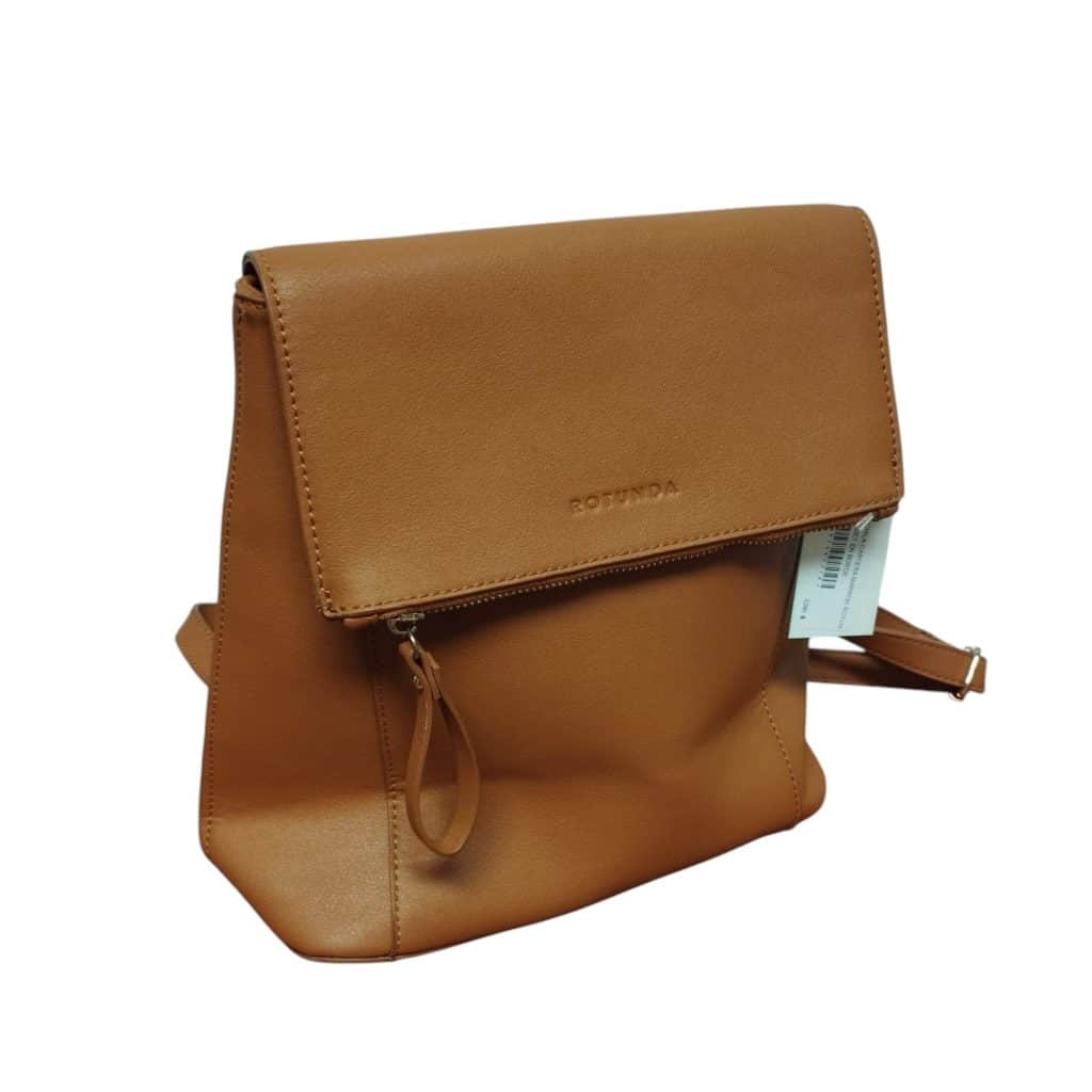 MOCHILA CARTERA MARRON ROTUNDA PEQUEÑO DET EN BORDE