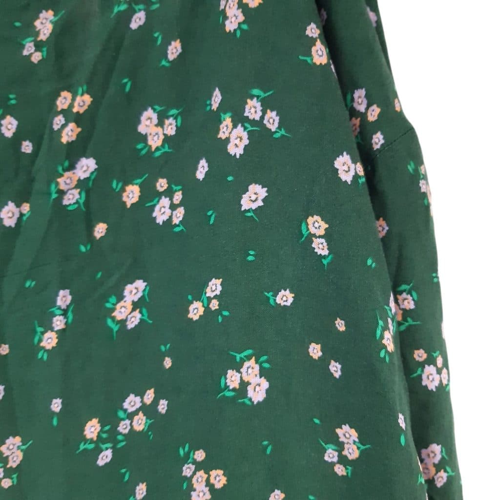 VESTIDO VERDE FLORES ROSA H&M T13/14 NUEVO - Imagen 2