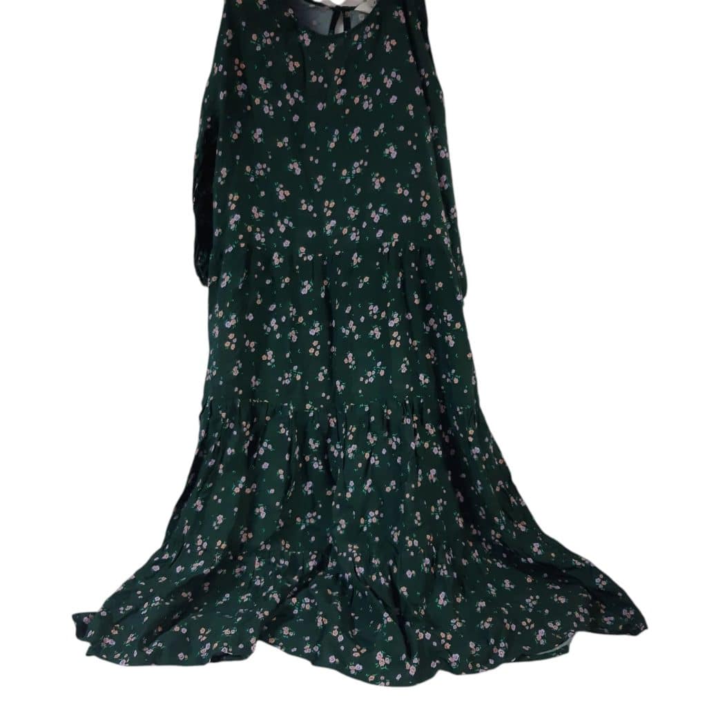 VESTIDO VERDE FLORES ROSA H&M T13/14 NUEVO