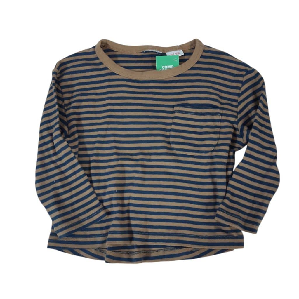 REMERA RAYADA MARRON AZUL ETIQ CORTADA T1 APROX (ZARA) GT