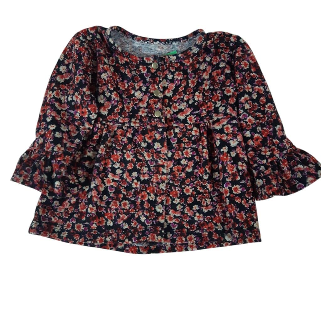 SACO LANILLA NEGRO FLORES ROJAS T2AP SIN MARCA