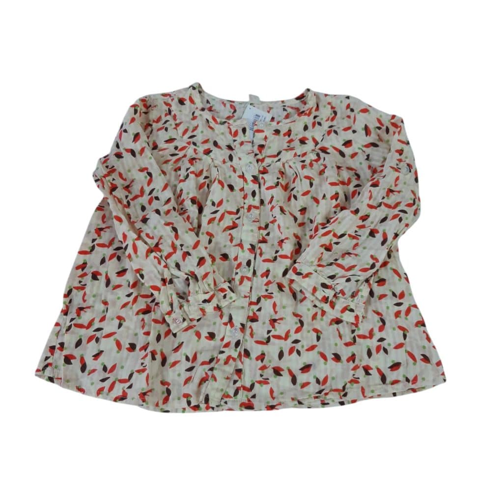 CAMISA BEIGE HOJAS ROJAS MARRONES IFFY T2AP