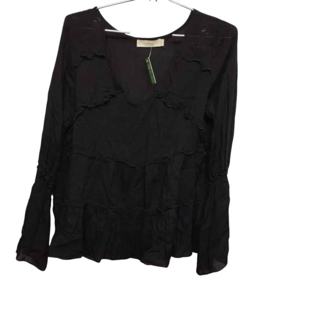 BLUSA NEGRA VOLADOS COSTURAS  LIMITE T 2