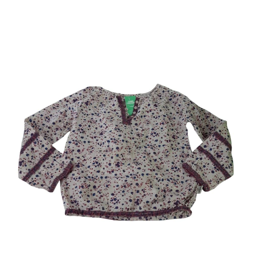 BLUSA BEIGE HILOS PLATEADOS FLORES BOTONES OSHKOSH T6