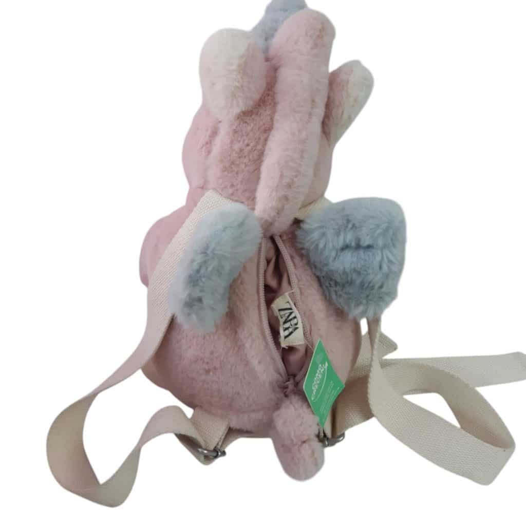 MOCHILA PELUDITA UNICORNIO ROSA GRIS BCA - Imagen 2