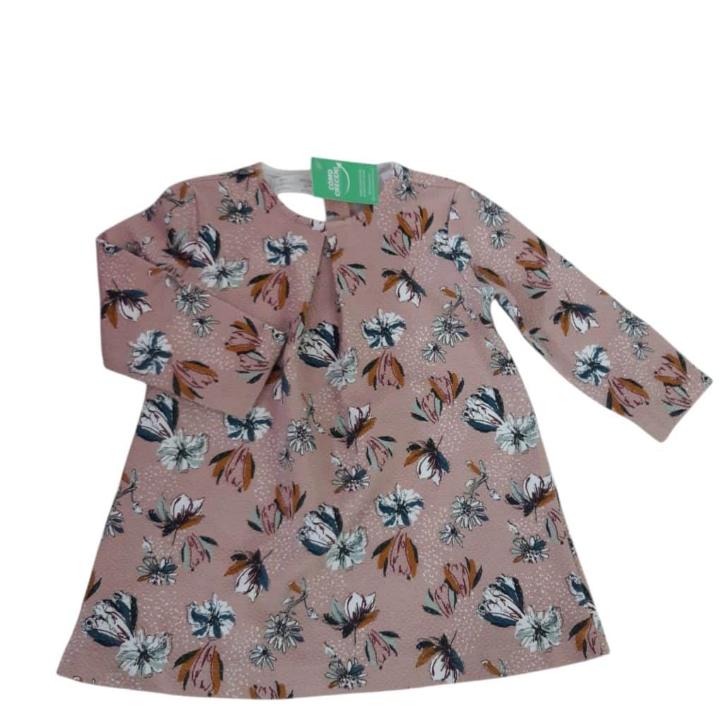 VESTIDO ROSA VIEJO FLORES GDES ZARA T12/18M