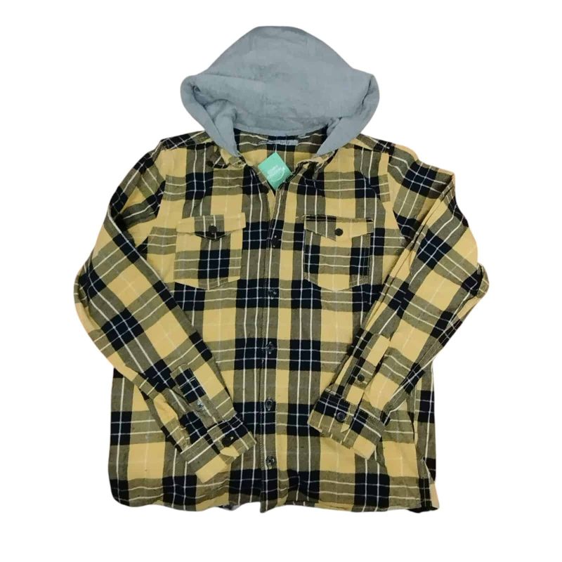 CAMISA VIYELA CUADROS AMARILLO BCO NEGRO CAPUCHA FUZARKA T 11-12
