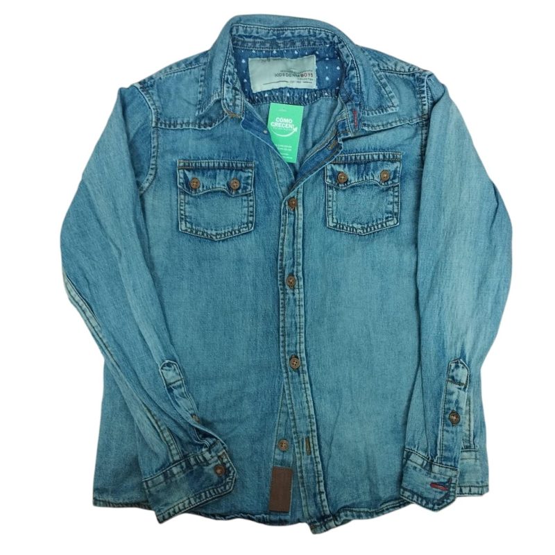 CAMISA JEAN AZUL KIDS DENIM BOYS T 7-8