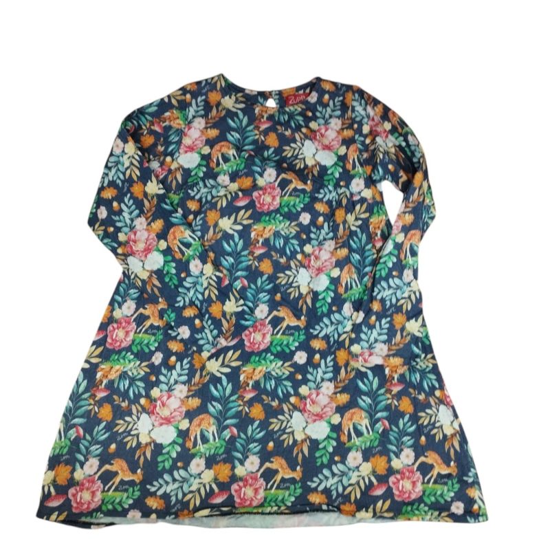 VESTIDO ALG AZUL ANIMALES HOJAS ZUPPA T12