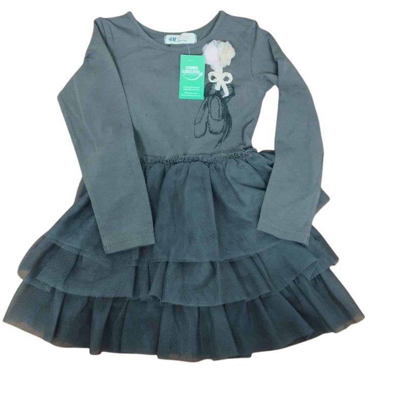 VESTIDO ALG GRIS TUL ZAPATILLAS H&M T2/4