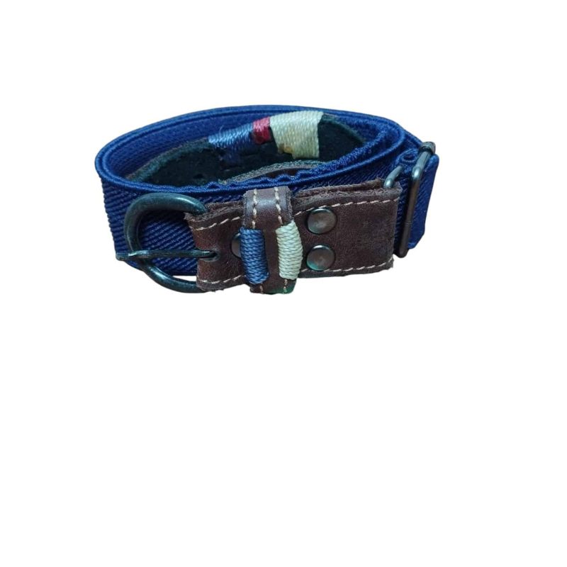 CINTURON ELASTICO CUERO AZUL MARRON ROJO DET