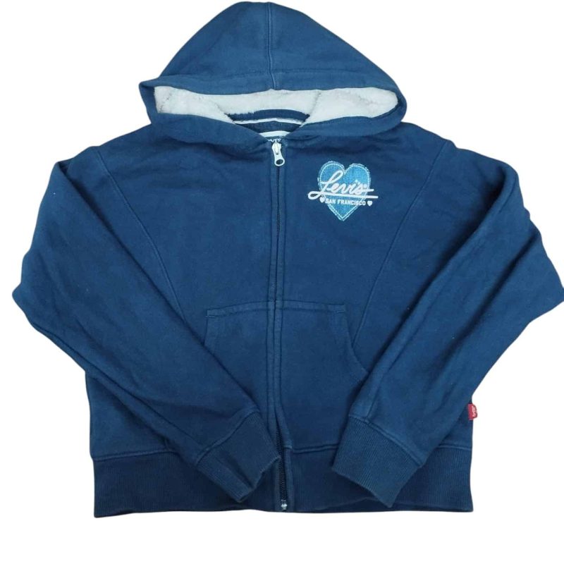CAMPERA AZUL C FELPA CAPUCHA PELUDITA LEVIS T 10-12