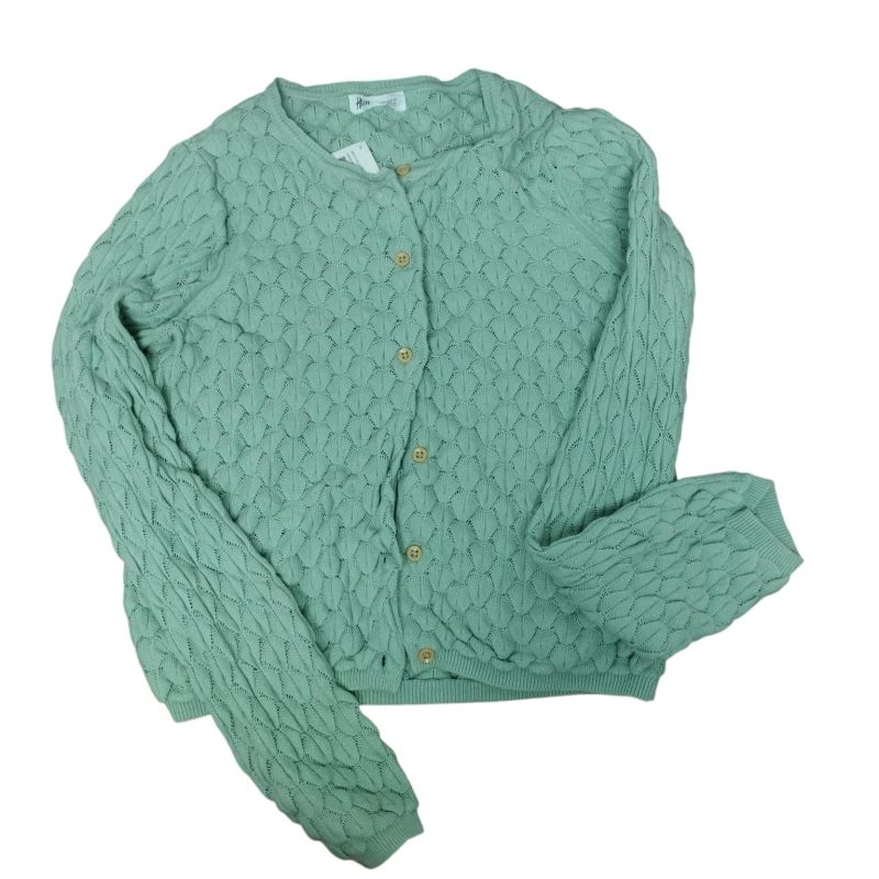 SACO HILO VERDE CALADITO H&M BOT MADERA T8/10