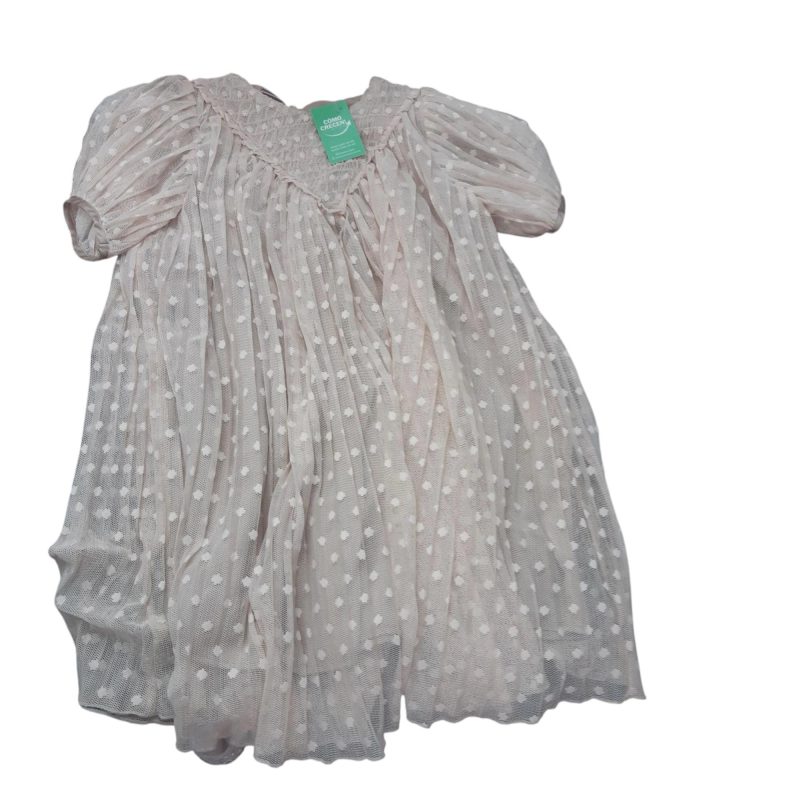 VESTIDO DE FIESTA BEIGE FLORES EN TONO TUL ZARA T4/5