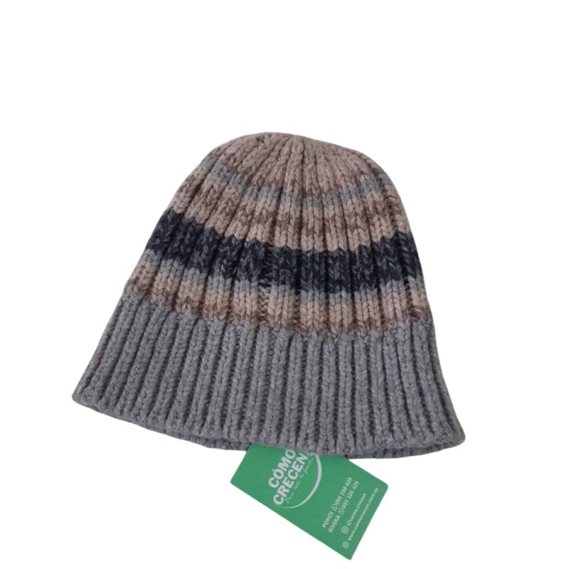 GORRO LANA GRIS MARRON BEIGE BB