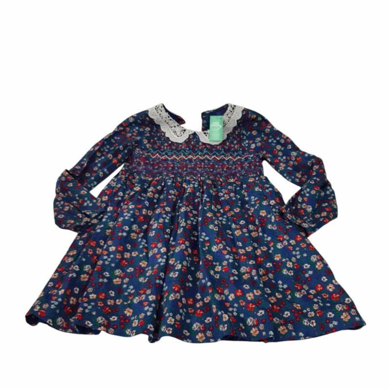 VESTIDO AZUL FLORES CUELLO BCO NEXT T6/8AP