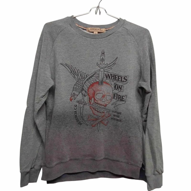 BUZO ALG GRIS CRANEO HUESOS AGUILA HERENCIA C G T 14 FR ENG DEC