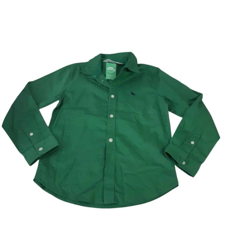 CAMISA VERDE H&M T7/8 BORDADO AZUL