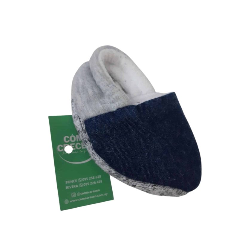 PANTUFLITA AZUL GRIS LANILLA SUELA BB