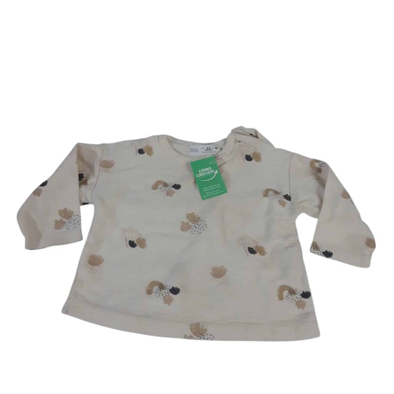 REMERA BEIGE ARBOLES ZARA T3/6M