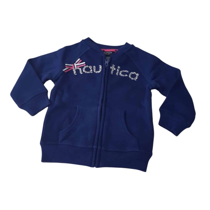 CAMPERA ALG AZUL NAUTICA BRILLOS MOÑA ROSA T12M NUEVA