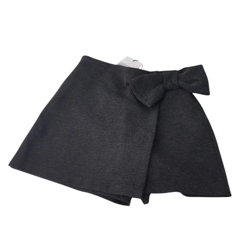 POLLERA SHORT ZARA T10 GRIS OSCURO CON MOÑA NUEVO