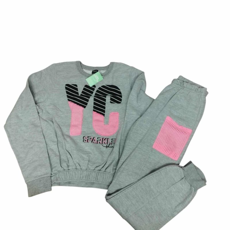 CONJUNTO BUZO Y PANTALON ALG GRIS ROSA S FELPA YC YOUNG CLASS T 12