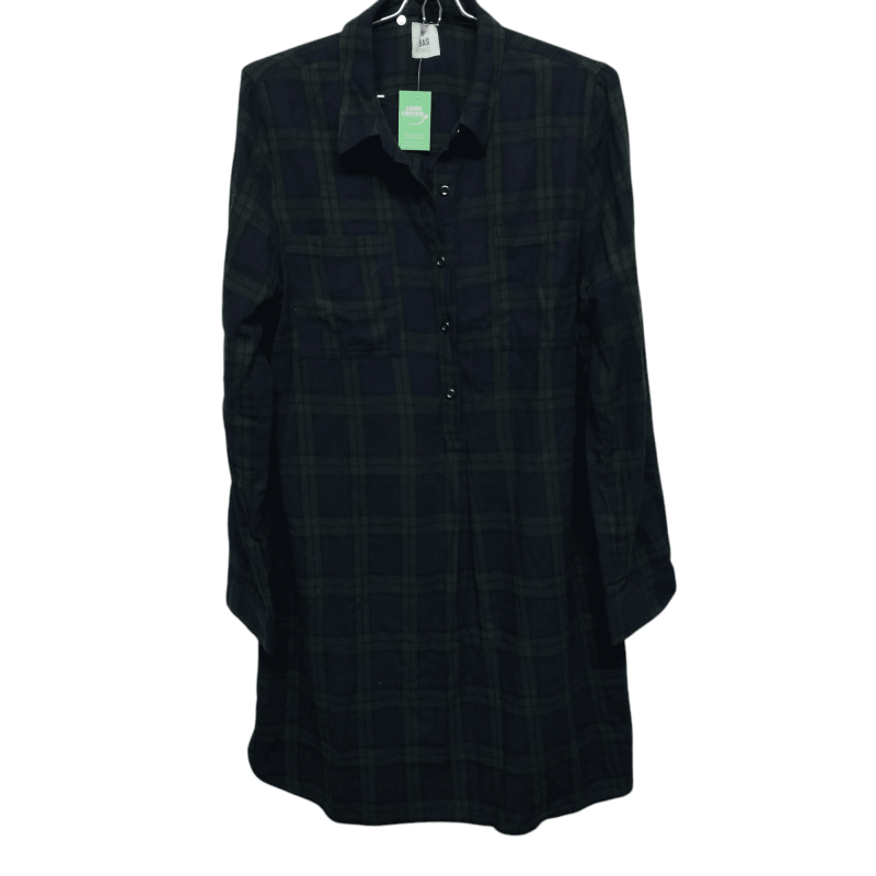 VESTIDO VIYELA CUADROS VERDE AZUL BAS T L