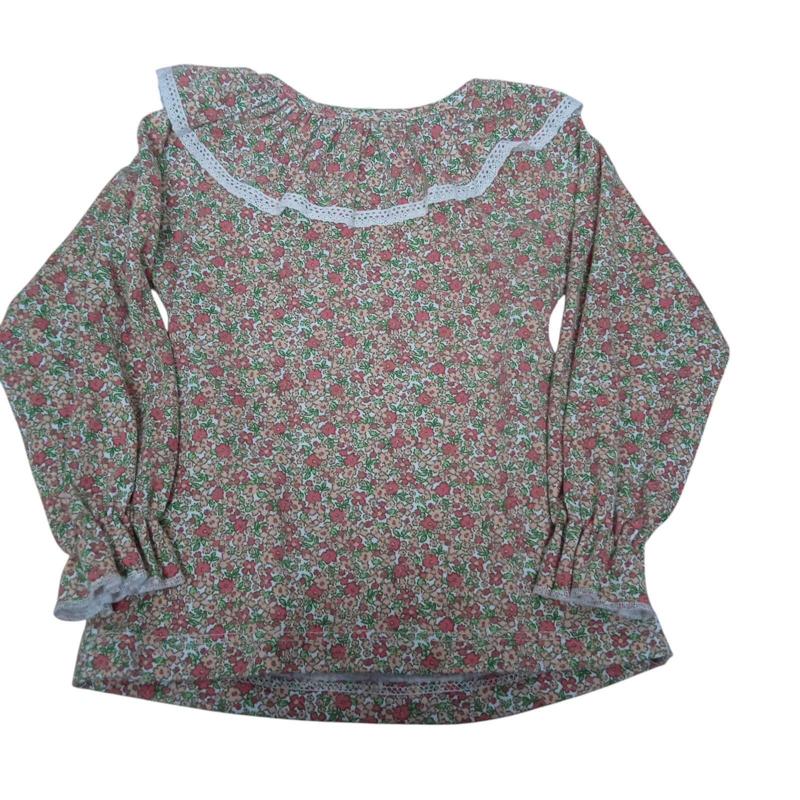 BLUSA ALG FLOREADA VOLADO EN CUELLO PUNTILLA T 2