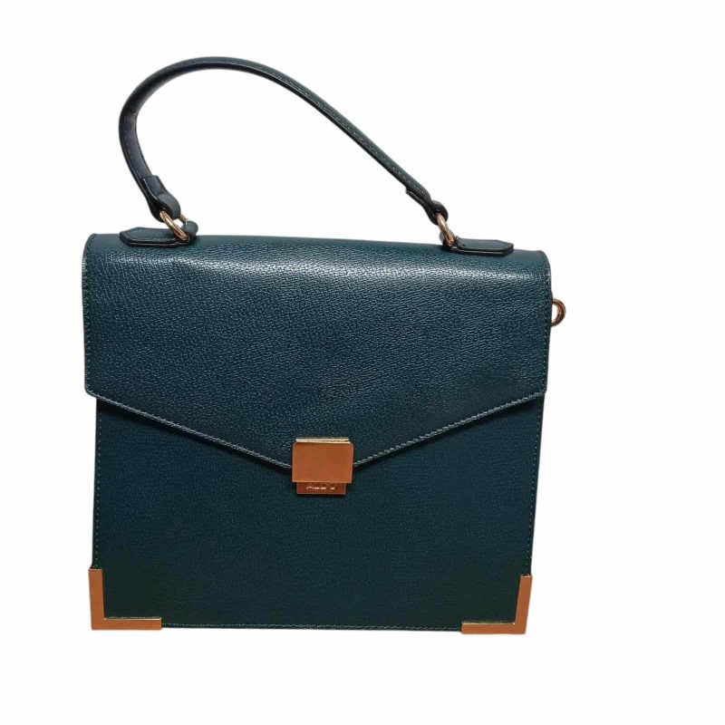 CARTERA CUERINA VERDE BORDES METAL ALDO FALTA CORREA