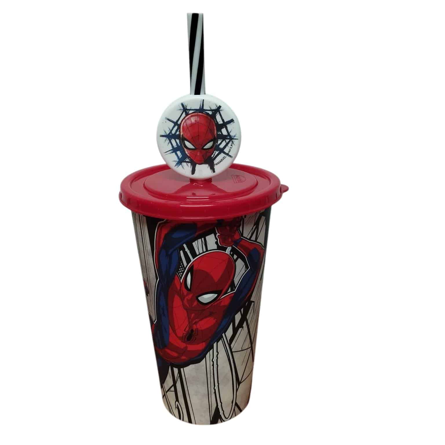 VASO PLASTICO 500 ML SPIDERMAN CON PAJITA