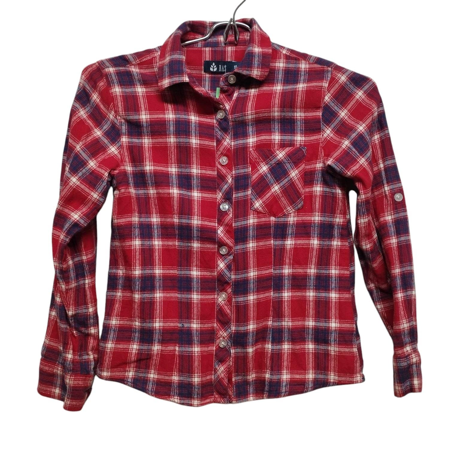 CAMISA FRANELA CUADROS ROJO AZUL BCO BAS T 10